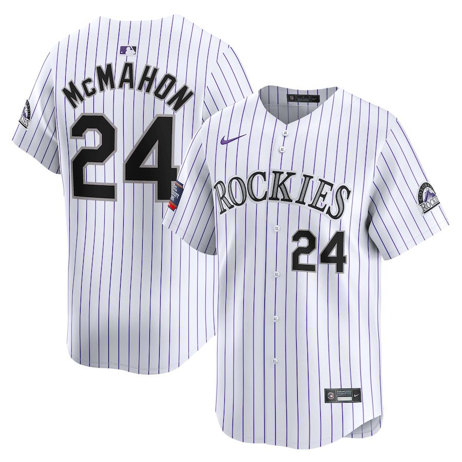 Men Colorado Rockies #24 Ryan McMahon Nike White 2024 MLB World Tour Mexico City Series Home Limited Player Jersey->->